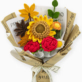 YSHomy Crochet Sunflower Red Rose Maple Bouquet